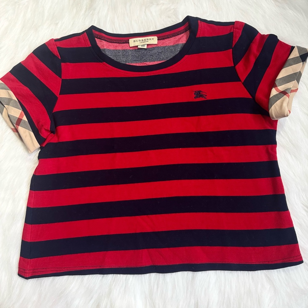 Burberry Kids Striped Red and Navy Tee